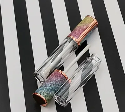 

Cosmetic Container Packaging Rainbow Color Cap Empty Clear Tube 6ml Lip Gloss Tube With Wand 10/30/50pcs Lipstick Lip Oil Box