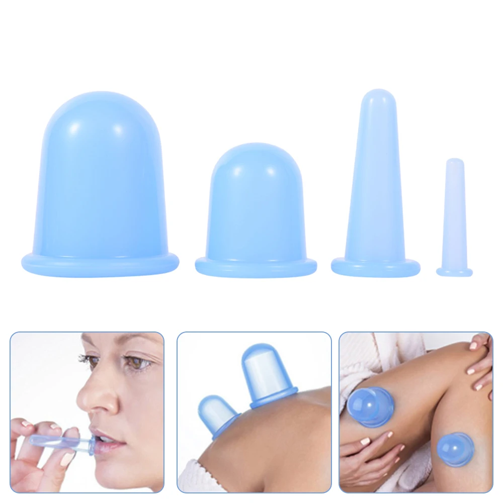 

4pcs Anti Cellulite Suction Cup Rubber Head Glasses Jar Vacuum Cupping Set Cans Body Face Massager Cellulite Health Care