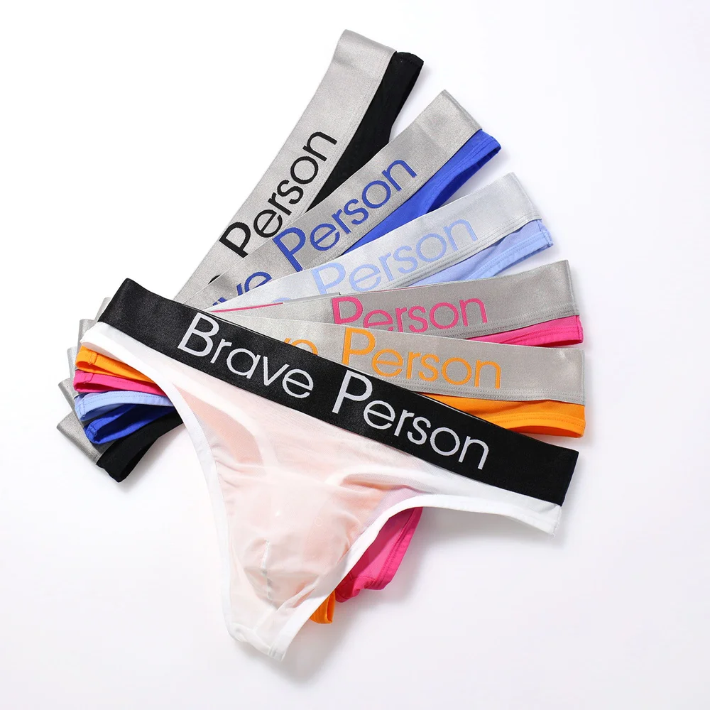BRAVE PERSON Mens Underwear Briefs Sexy Transparent Thongs Low-waist Men Panties Mesh Gauze Breathable Underpants Briefs For Man images - 6