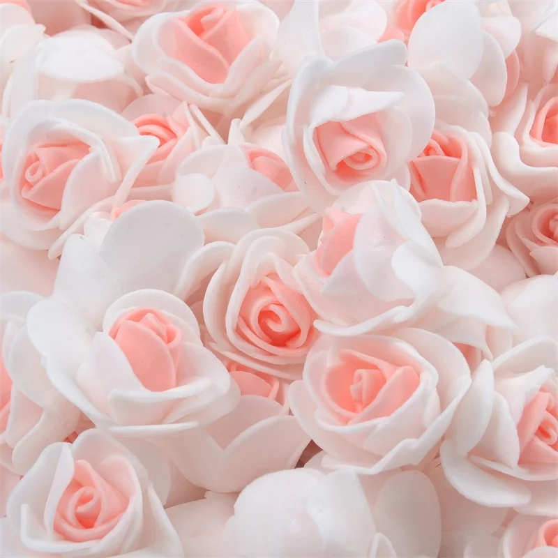 

200pcs 3cm Mini Double color Artificial Pe Foam Rose Flower Heads For Wedding Decoration DIY Handmade Fake Flowers Ball Craft