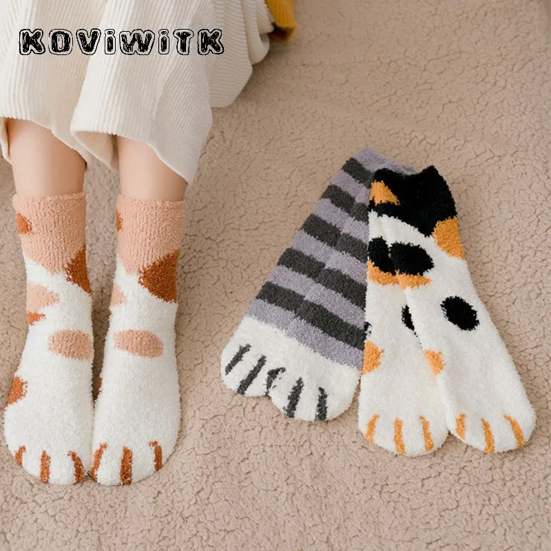 Fashion womens Cats Paw stripe 3d Socks Cute Funny Thick Girls Cartoon Animal Fingers Sock Hosiery Toe Zebra/Tiger/Cat Foot Sox
