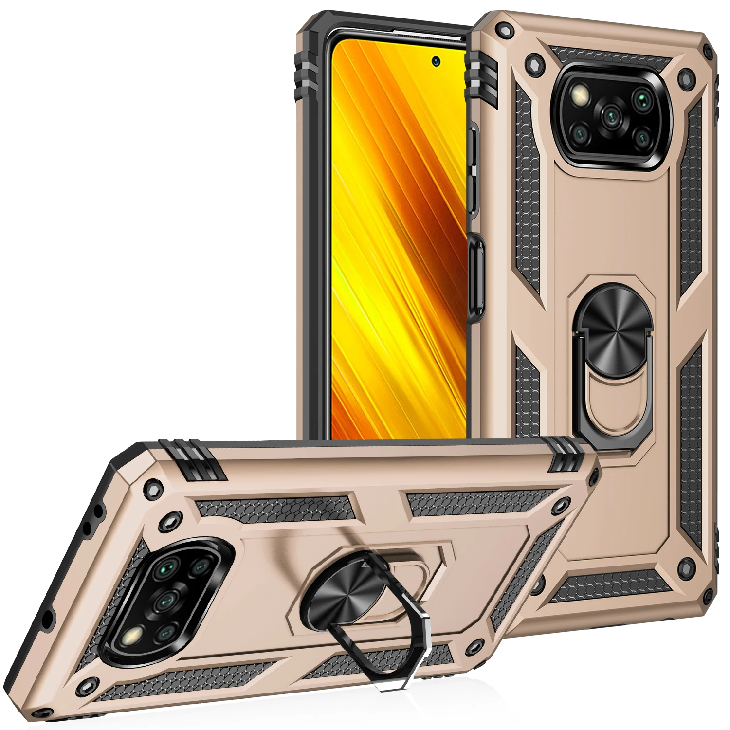 

Phone Case For Xiaomi Redmi POCO X3 F2 F3 X2 K40 Pro NFC Luxury Shockproof Armor With Ring Bracket Car Magnetic Protective Cover