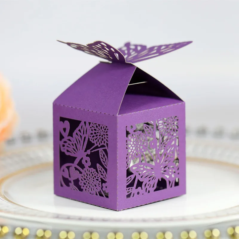10 шт. бабочка Лазерная резка полые сувениры Упаковка шоколад коробка подарки