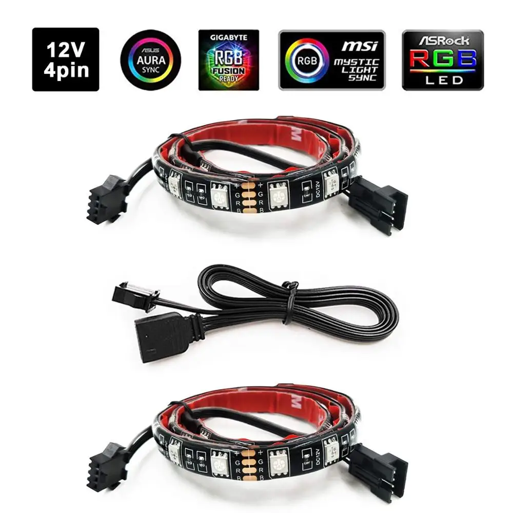 Светодиодная лента RGB для компьютера 3 м Легко приклеивается сверхъяркая 2 шт. ASUS