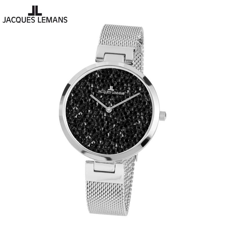 

Jacques Lemans MILANO Full Diamonds Face Fashion Lady Quartz Watch Mesh Band 5 Bar 1-2035