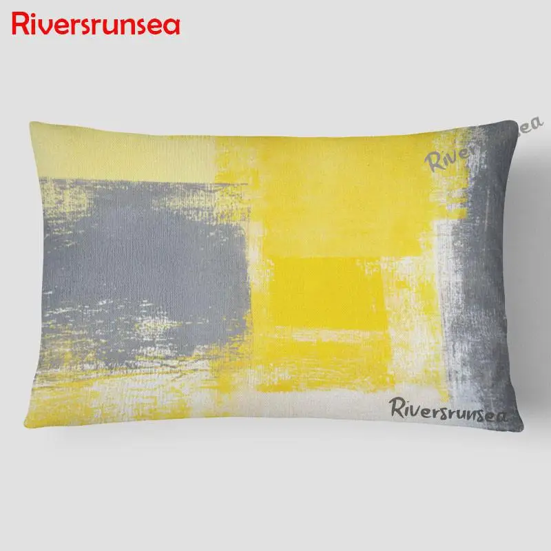 Simple Black And White Geometric Marble Cushion Cover Nordic Yellow Gray Graffiti Throw Pillow Cases 30*50cm For Home Bedside | Дом и сад