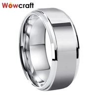 8mm mens womens tungsten carbide wedding bands ring beveled stepped edges polished shiny comfort fit