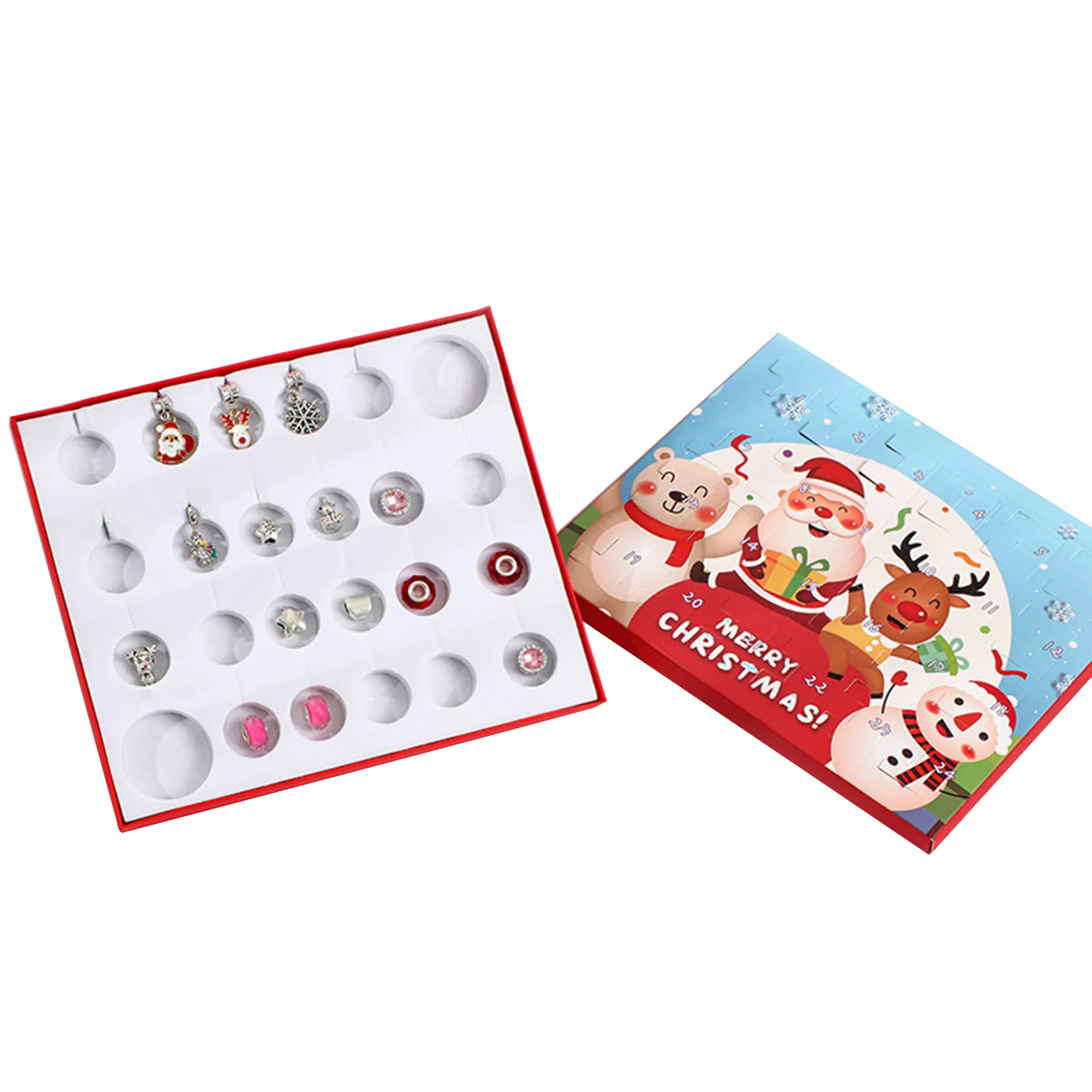 

24 Days Christmas Advent DIY Calendar Kids Charms With Bracelet Set Christmas Decoration New Year Surprise Gift