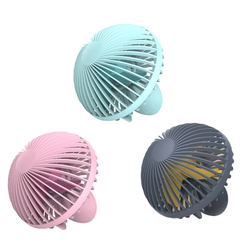 

D0JE Portable Mushroom-Shaped Desktop Fan, Silent USB Mini Personal Fan for Office and Desktop 3 Colors Blue Gray Pink