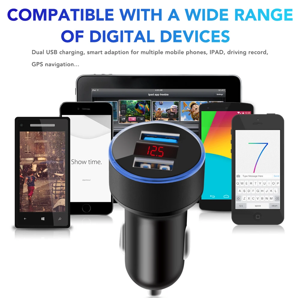 Автомобильное зарядное устройство с двумя USB-портами 3 1 А 12-24 В | Автомобили и