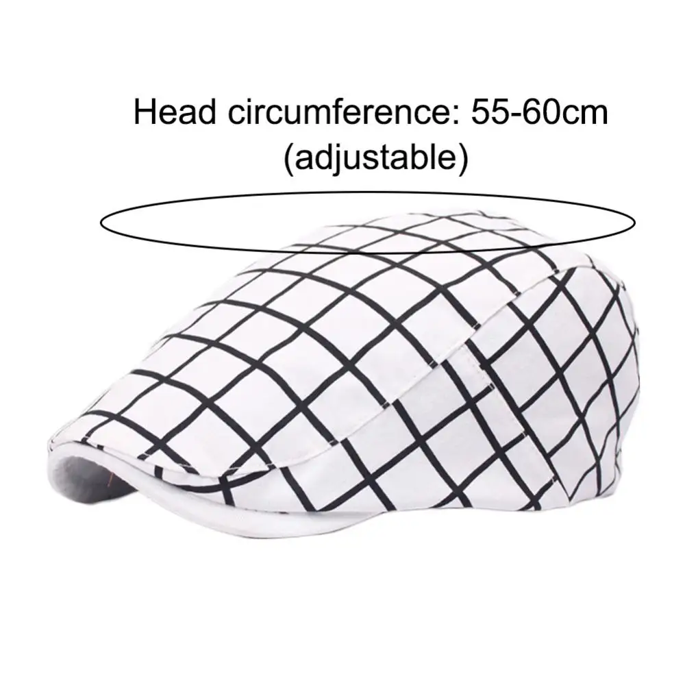 

Fashion Men Women Plaid Cotton Flat Cap Summer Spring Sun Hat Adjustable Beret casquette homme de marque