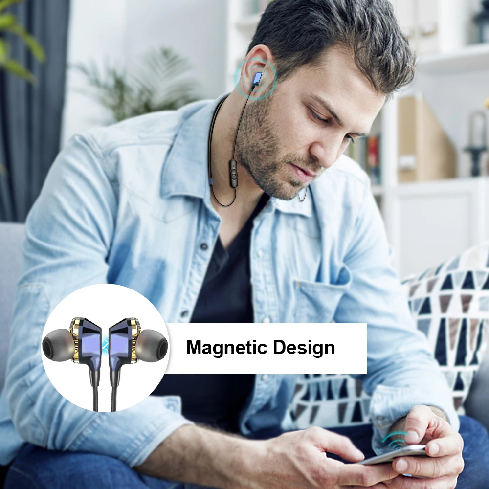 ALWUP G02 беспроводные наушники Bluetooth двойные драйверы стерео магнитные шейные