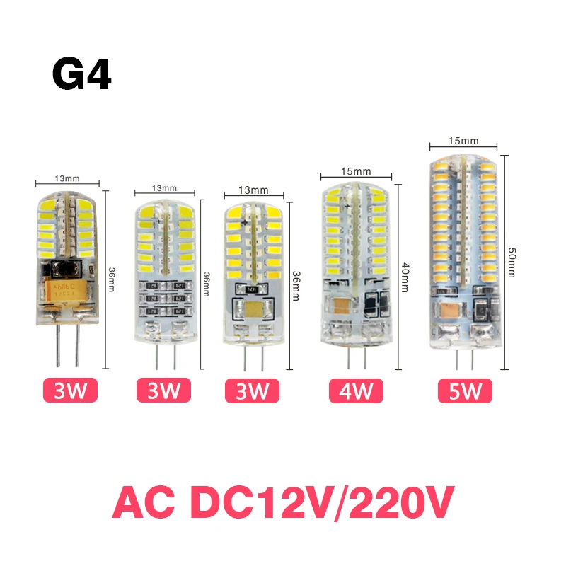 G4 LED 3w 4w 5w AC DC 12V 220V Replace 30w 40w 50W halogen lamp light 360 Beam Angle Christmas Bulb | Лампы и освещение