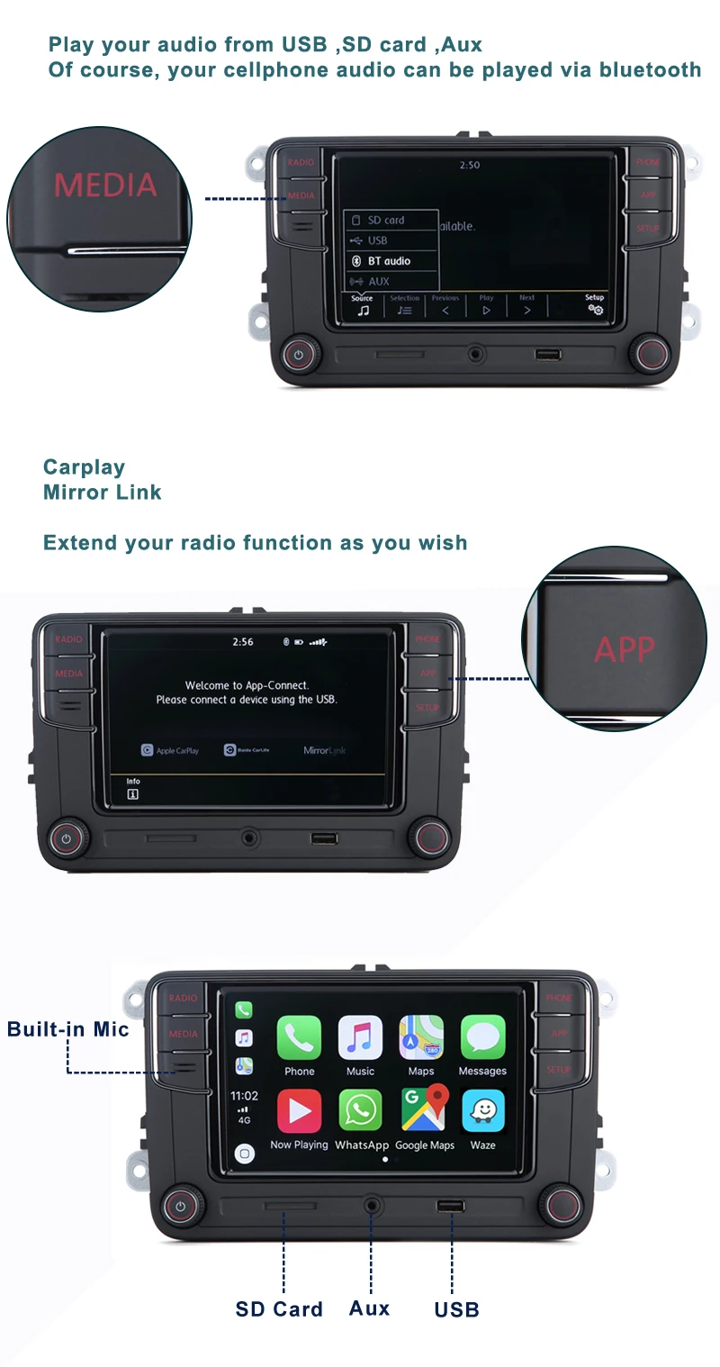 Desay RCD330 автомобильное радио Carplay Зеркало Ссылка RCD340 Plus 6RD 035 187B для VW Polo Golf Passat MK5 MK6 B6 B7 Tiguan Eos Bettle T5