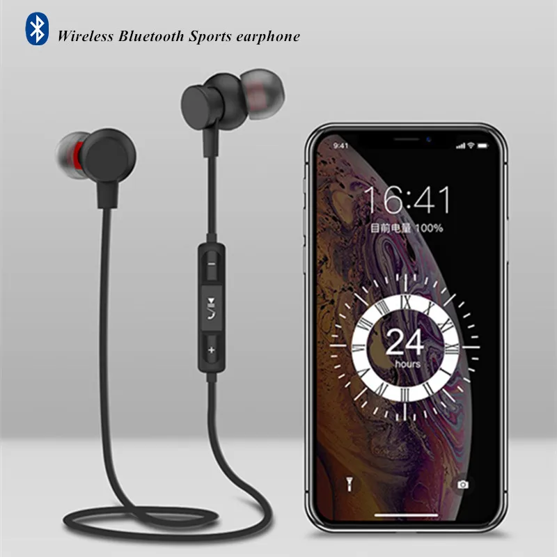 Магнитные спортивные беспроводные bluetooth наушники с шейным ремешком музыкальная