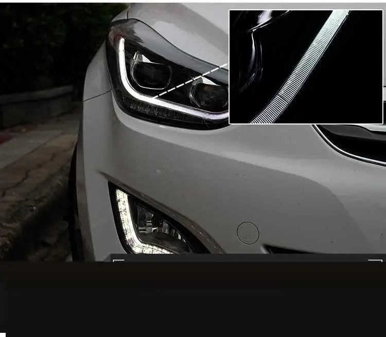 Drl Automovil автозапчасти Cob Стайлинг светодиодные дневные ходовые боковые поворотники фары автомобильные фары в сборе для hyundai Elantra
