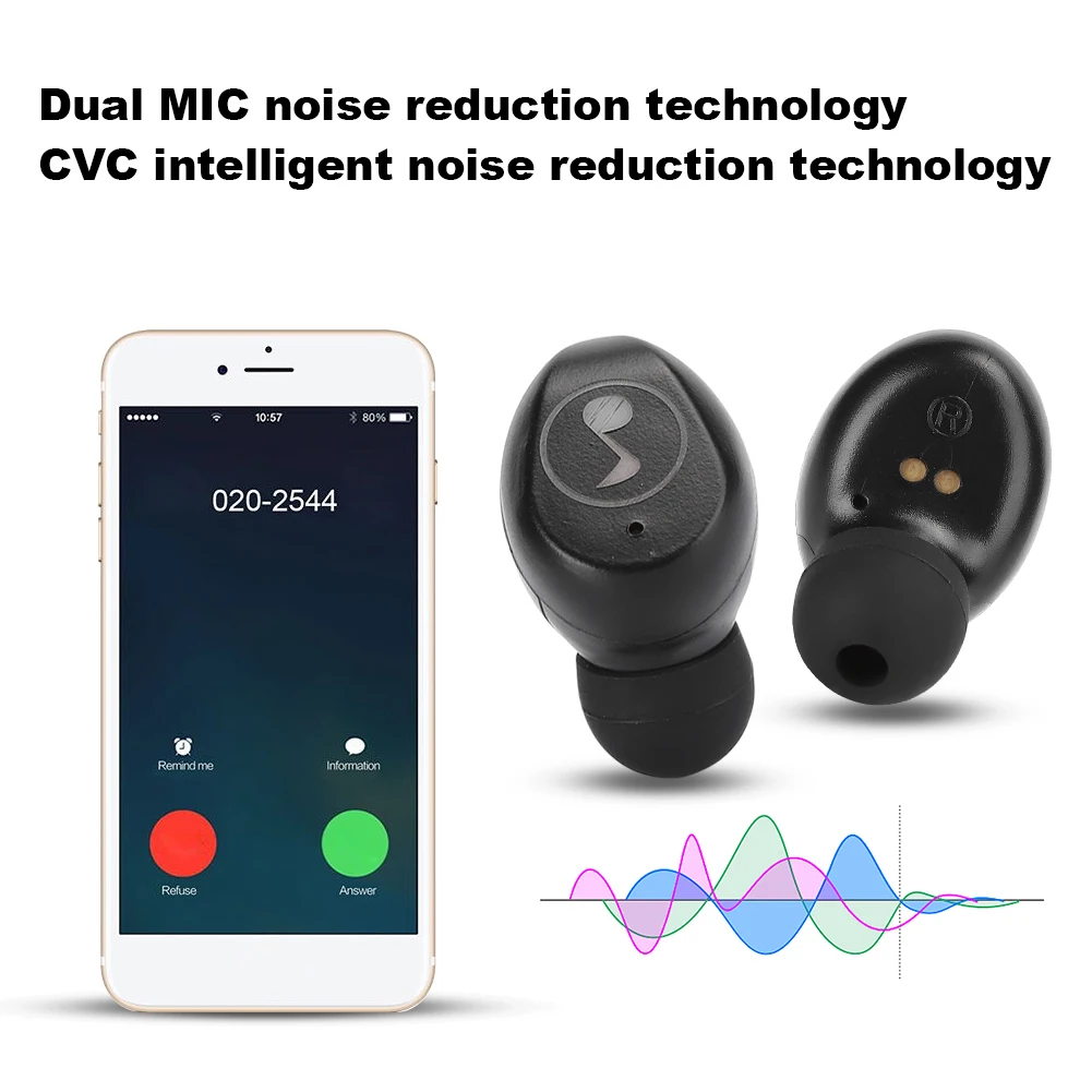 Наушники-вкладыши TWS с Беспроводной наушники Bluetooth 5 0 Шум Снижение гарнитура со