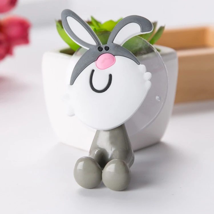 Rabbit Веселые костюмы животных присоски Зубная щётка держатели настенный футляр из силикона с милым рисунком из мультфильма вешалка Ванная комната Семья бытовой Детский стеллаж для выставки товаров удобно - Цвет: Rabbit