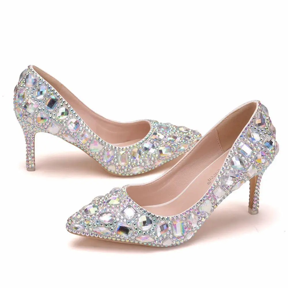 Роскошные яркие красивые свадебные туфли для невесты 7 см вечерние большие