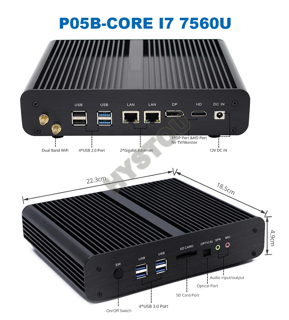 Intel Core i5 8250U minipc i5 7200U Kaby Lake Безвентиляторный Компьютер i3 7100U Windows 10 Настольный ПК Barebone i7 8550U