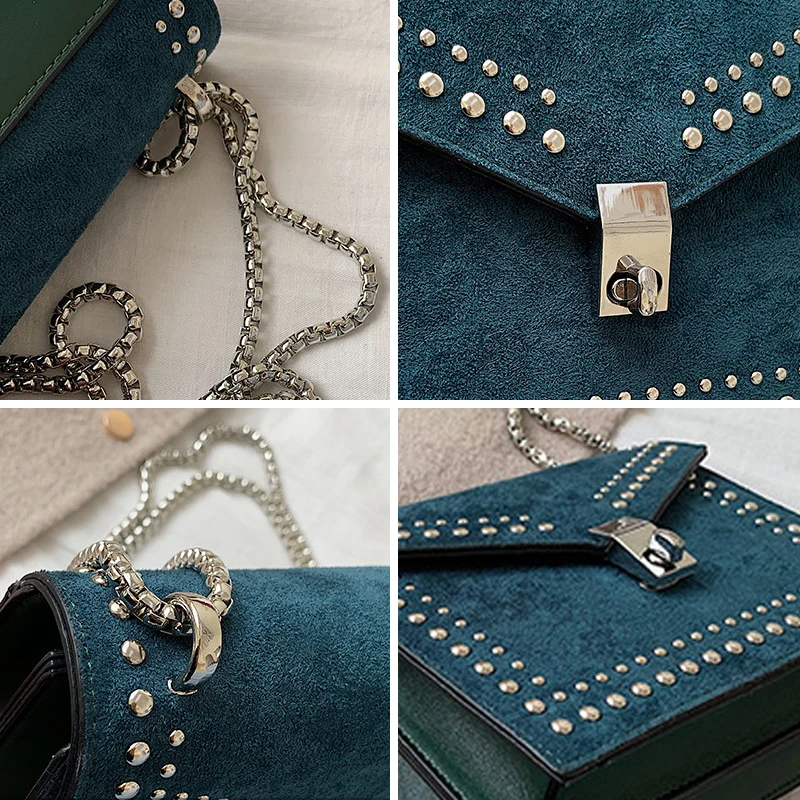 

CASMOR Bags for Women Vintage Temperament Flap Bag Ladies Fashion Rivet Chains Shoulder Bags Matte Crossbody Bag 2019