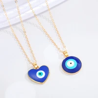 blue evil eyes heart couple necklaces for women men lovers girls boys lady choker pendant chain necklace party jewelry gift