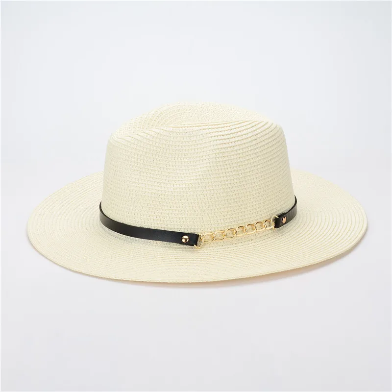 

Hat Summer Hats For Women Flower Beads Wide Brimmed Jazz Panama Hat Chapeu Feminino Sun Visor Beach Hat Cappello