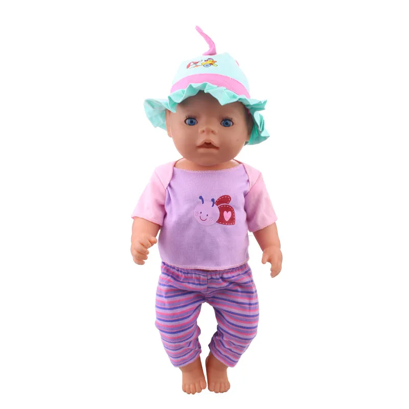 3 шт./компл. костюм + шапочка Одежда для кукол 43 см ухода за ребенком мам Baby Doll милые