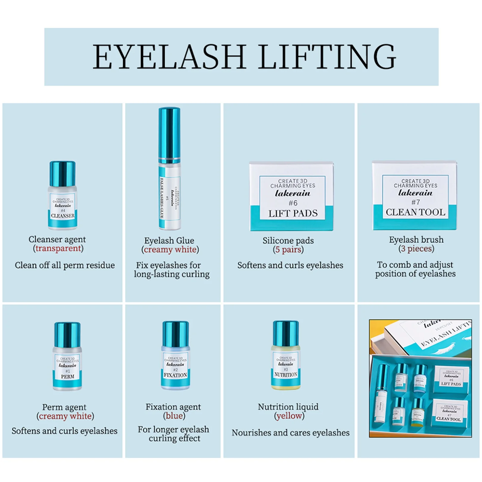 

Dropshipping Lash Lift Kit Professional Lash Perm Kit Lash Extension Kit Glue,ironing Agent,fixative,nourishing Agent, Cleaner