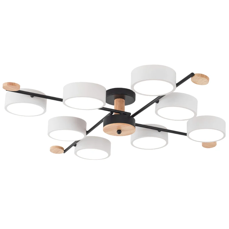 

BOTIMI Indoor LED Chandelier For Master Bedroom Modern Wooden Study Room Lustres Ceiling Mounted Living Room Chandeliers