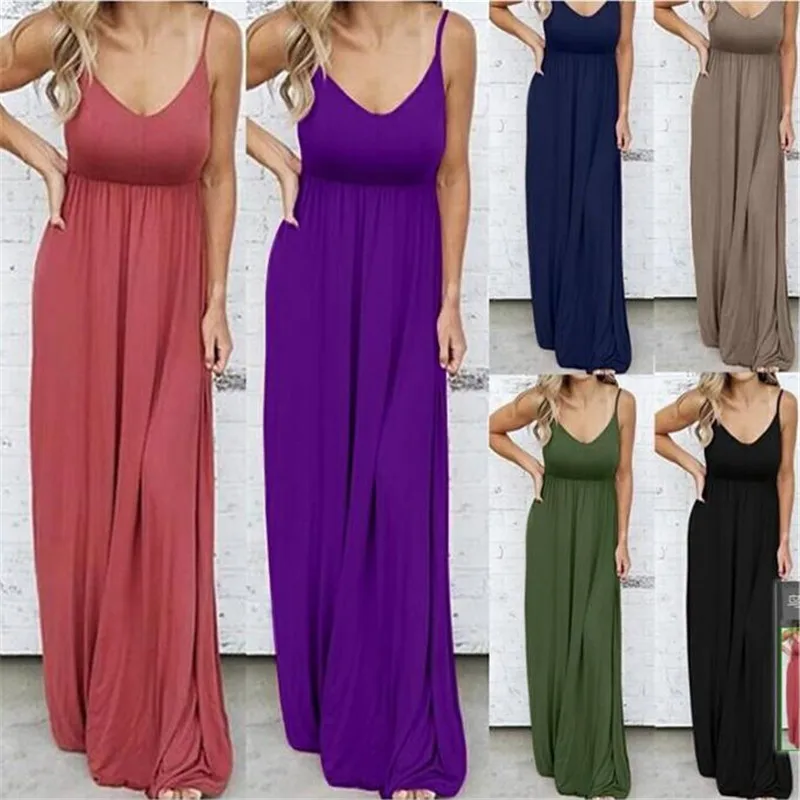 Женское повседневное свободное платье на бретельках женские вечерние платья