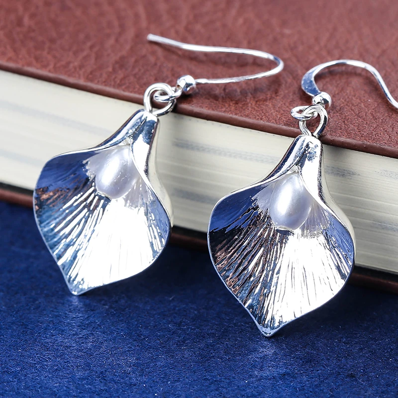 Женские серьги подвески с искусственным жемчугом Z4M124|Серьги-подвески| |