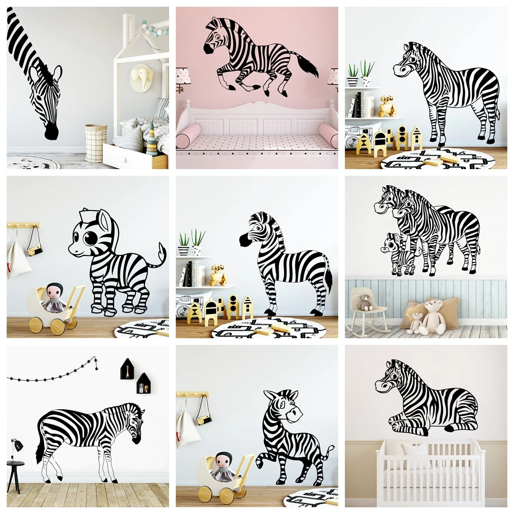 Забавные виниловые наклейки на стену с изображением зебры Настенный декор для