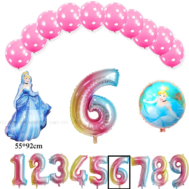 13pc set P23 princess Rapunzel birthday balloons include 10pcs latex globos 1pc unmber 2pc rapunzel foil balloons for princess party balloons - Цвет: 13pc set P23