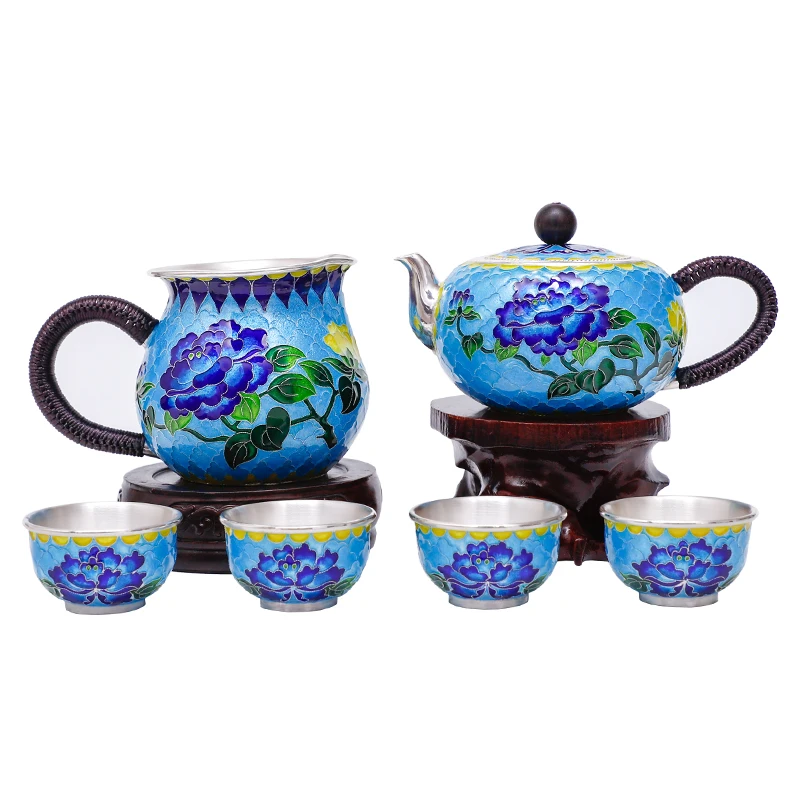 Чайный сервиз Cloisonne чайный чайная чашка эмаль Серебряный набор для чаепития 999