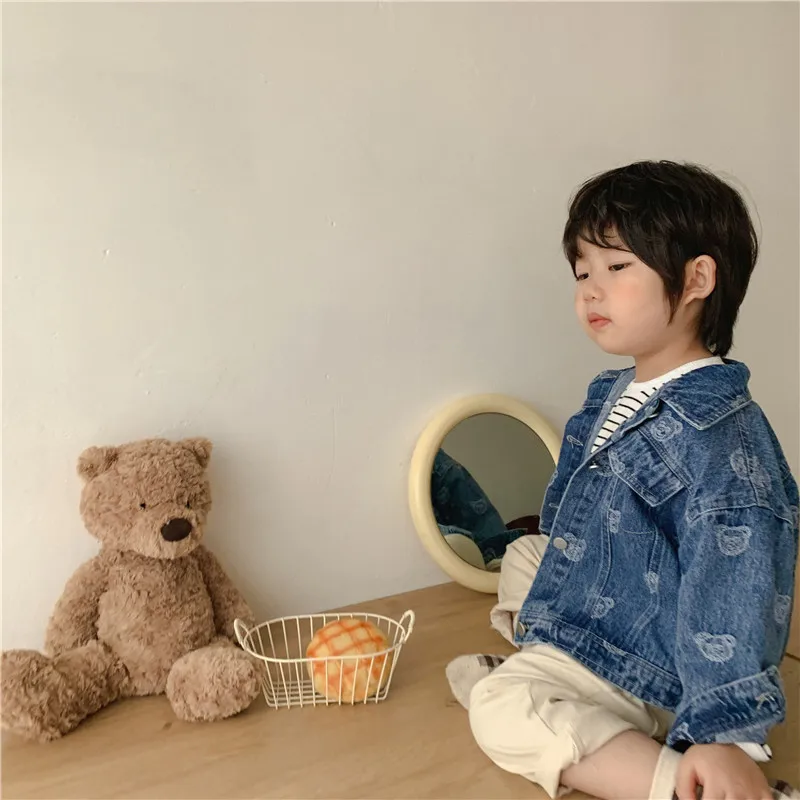 

Детская джинсовая куртка bobotcnунд, новинка 2021, модная одежда, осень-зима, куртка для мальчиков и девочек с коротким рукавом, пальто