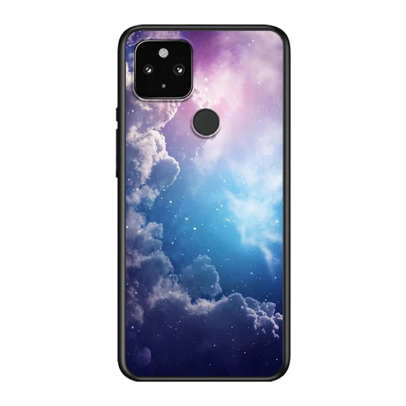 

Colorful Clouds Starry Sky Soft TPU Silicone Black Cover For Google Pixel 5 4A 5G 4 XL Phone Case