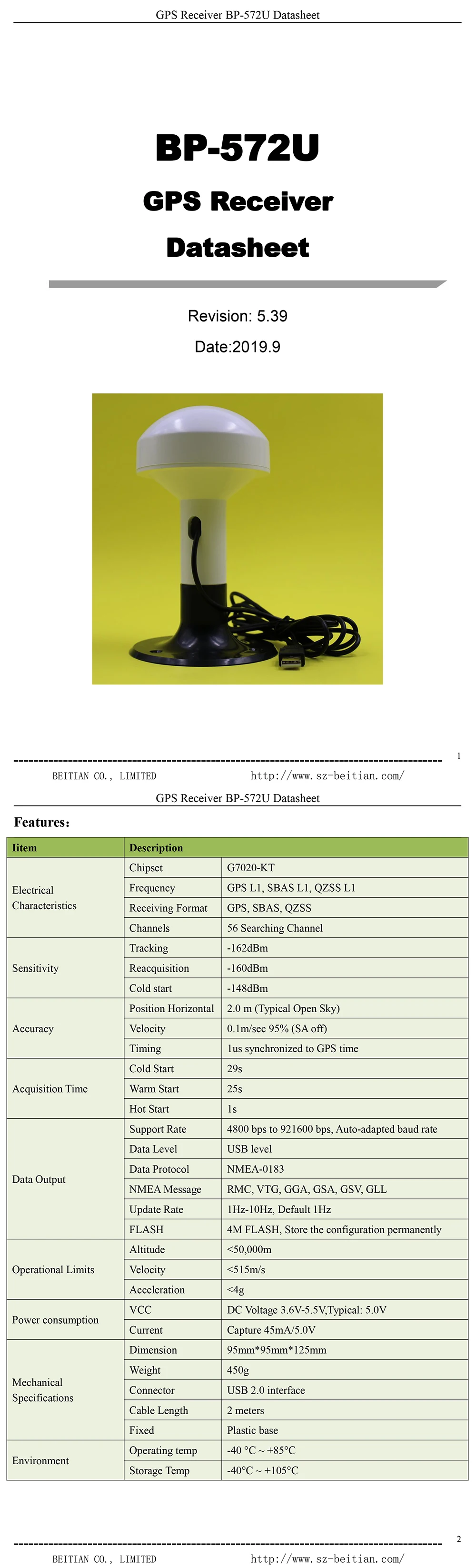 BEITIAN USB морской gps приемник, лодка корабль gps приемник с gps антенной, 9600bps, NMEA 0183, пластиковое основание, BP-572U