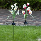 Лампа в виде подковы с 5 Светодиодами на солнечной батарее, садовая лампа с имитацией цветка, лампа в виде подковы с заземлением лотоса, 2021