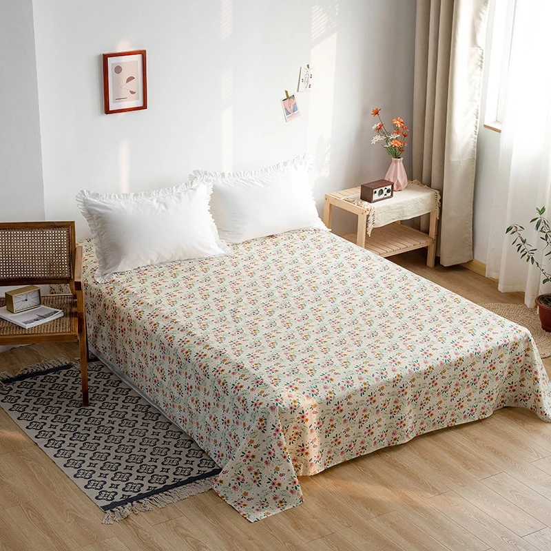 

Yaapeet 1pc Cotton Breathable Printed Bed Sheet Light Green Warm Bed Cover High Quality Twill Flat Sheet Without Pillowcase