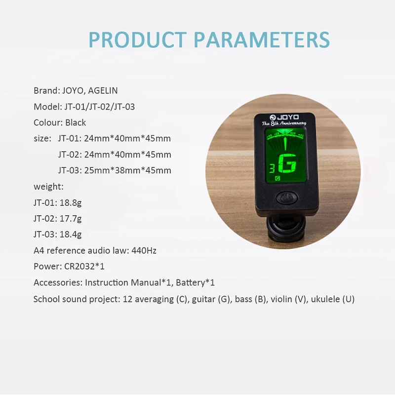 

Guitar Tuner JT1/JT2/JT3 Bass Violin Tuner Tuner Electronic Tuner Guitar Audio Interface Acoustic Guitar Tuner Guitar Parts