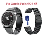 Ремешок для наручных часов Garmin Fenix 6X 6 Pro 5 5X Plus 3HR 5S 6S, браслет из нержавеющей стали Forerunner 945, быстросъемный браслет для наручных часов, 26 22 20 мм