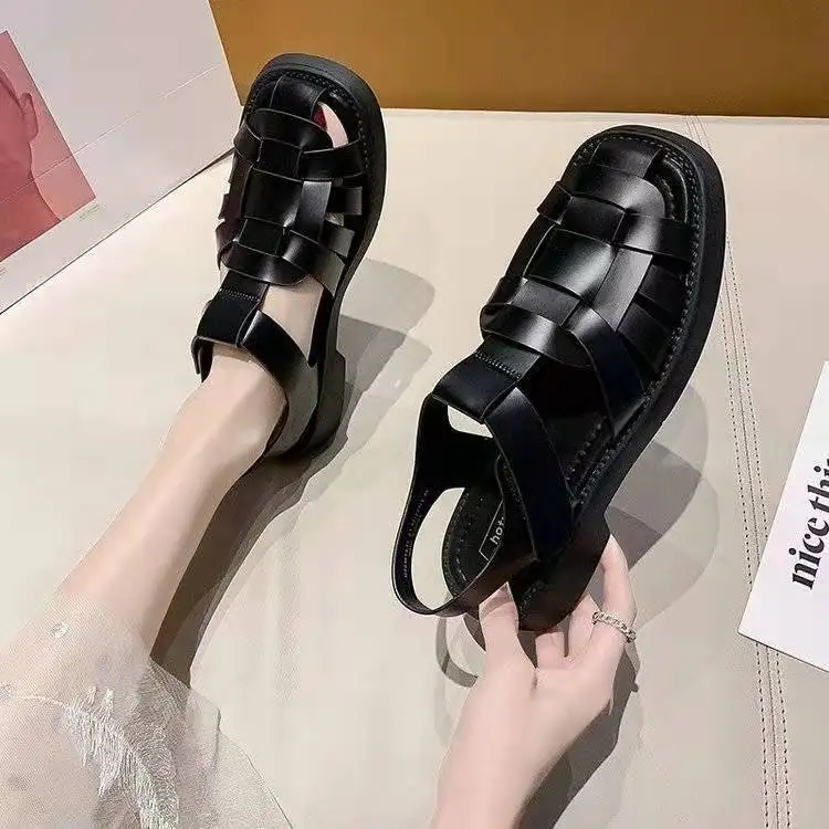 Сандалии женские из натуральной кожи zara обувь ажурные пляжные босоножки с