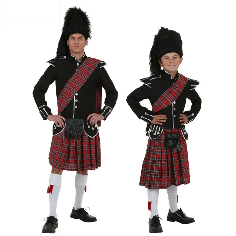 

new Funny Halloween Christmas children's Scotsman cosplay Costume party role play for adult kid clothing kid Boys with cap