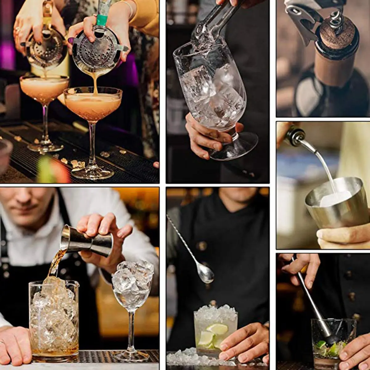 

750ml 14PCS/Set Cocktail Shaker Mixer Stainless Steel Bartender Kit Drink Bartending Bamboo Wine Rack Stand For Home Bar Party