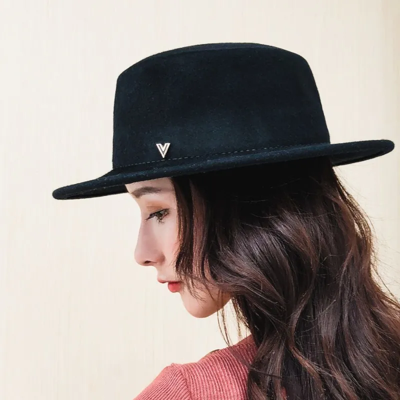 100% шерсть новая шерстяная шляпа гладкая для женщин фетровая мягкая с широкими