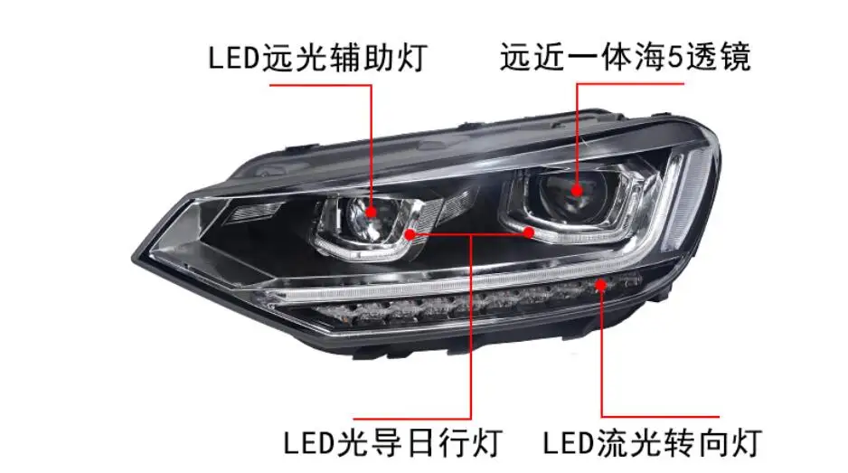 2 шт. передний фонарь бампера автомобиля Turan L головной свет 2016~2018 года с LED-подсветкой дневного хода, аксессуары, фары HID-ксенонового фронтального тумана.