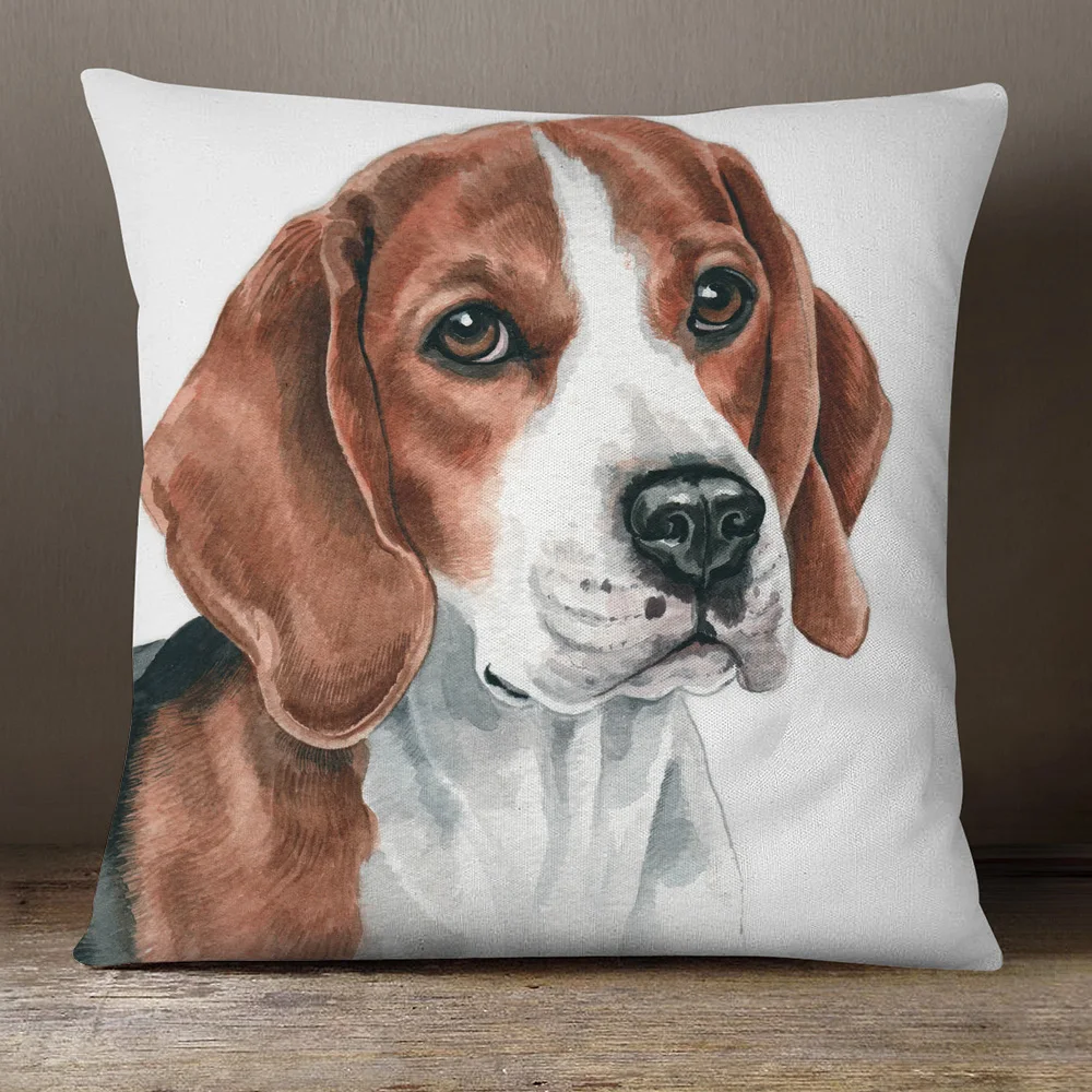 Декоративная наволочка для подушки Beagle bассет хаунд бельгийский пастух