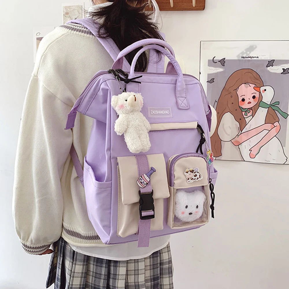 

Fashion Backpack Women Candy Color Shoulder Bag Oxford Cloth School Bag For Teenage Girl Children Backpacks Travel Knapsack Bag
