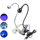 Светодиодная ультрафиолетовая лампа с клипсой, Гибкая металлическая трубка, УФ-лампа с USB, настольная лампа для сушки гель-лака сделай сам для нейл-арта
